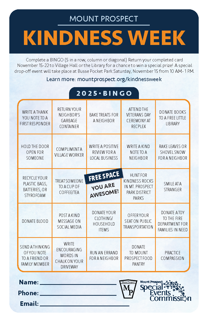 Kindness Week Bingo Card 2025